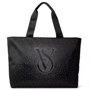NWOT - Victoria's Secret XL Rhinestone Black Tote Bag